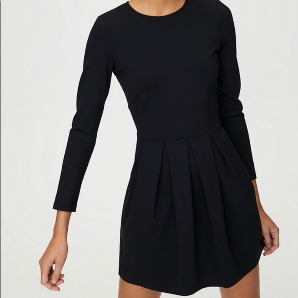 Aritzia Sunday Best Black Peplum Long Sleeve Dress